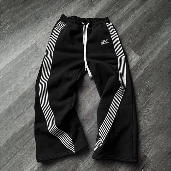 Other - Y2K Black pants vintage Harajuku double Embroidered waist Sweatpants Men Hip Hop